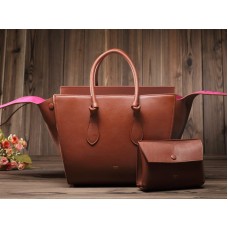 Geantă Celine Tie Nano Top Handle din piele, maro deschis