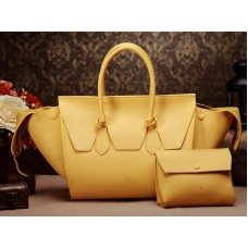 Geantă Celine Tie Nano Top Handle din piele galbenă