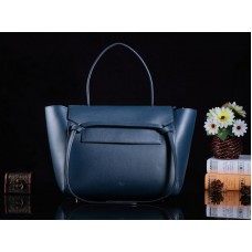 Geantă Celine Mini Belt din piele de vițel netedă, albastru noapte