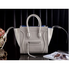Geantă Celine Luggage Phantom Square Tote bej și albastru deschis
