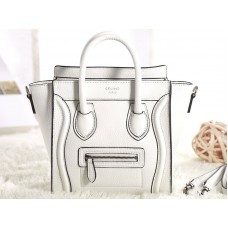 Celine Bagaj Mini Tote din piele de vițel albă