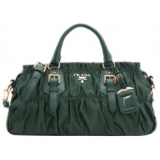 Geantă Prada Tessuto Gaufre din nailon cu mâner superior, verde
