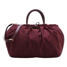 Geantă de mână Prada Tessuto Nylon Bauletto, culoare vișinie