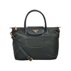 Geantă Prada Tessuto Nylon cu finisaje din piele, verde închis