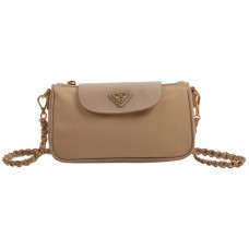 Geantă de mână Prada Tessuto Nylon cu piele Saffiano crem