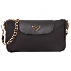 Geantă de mână Prada Tessuto Nylon cu piele Saffiano Negru închis