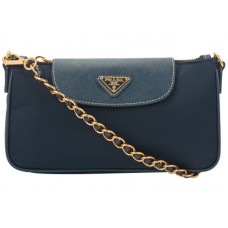 Geantă de mână Prada Tessuto Nylon cu piele Saffiano, albastru închis