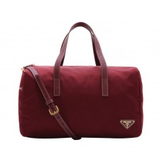 Geantă Prada Vela Nylon cu mâner superior, vișinie