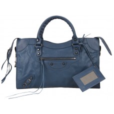 Geantă Balenciaga Classic City medie, albastru închis