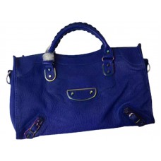 Geantă Balenciaga Classic Metallic Edge Iridescent City, albastră