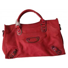 Geantă Balenciaga Classic Metallic Edge Iridescent City, roșie