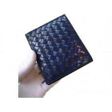 Portofel Bottega Veneta Bi-Fold În Pacific Intrecciato Lustruit Negru