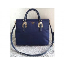 Geantă de transport Prada Tessuto Nylon Soft Calf Leather Tote albastră