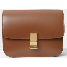 Geantă Celine medie clasică în cutie, piele de vițel, camel, 1641732