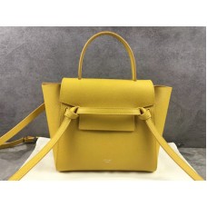 Geantă de centură Celine Nano din piele de vițel granulată, galbenă 200ce