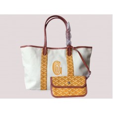Goyard Anjou Geantă de pânză reversibilă din pânză, galbenă, H-gotogg3456s8