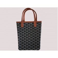 Geantă Goyard Poitiers neagră cu garnitură din piele maro