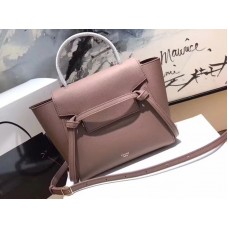 Geantă Celine Micro Belt din piele de vițel granulată, roz închis