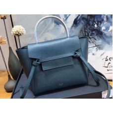 Geantă Celine Micro Belt din piele de vițel granulată, albastru deschis