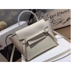 Geantă Celine Micro Belt din piele de vițel granulată gri deschis