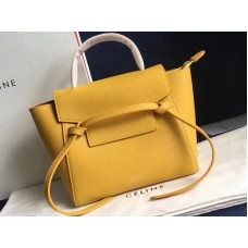 Geantă Celine Micro Belt din piele de vițel granulată, galbenă