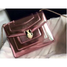 Bvlgari Husă cu clapă Serpenti Forever 20 cm piele de vițel metalică cuarț roz