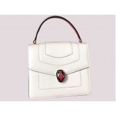 Husă Bvlgari Serpenti Forever 20cm piele de vițel metalică albă
