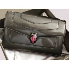 Husă Bvlgari Serpenti Forever 22cm piele de vițel metalică gri închis