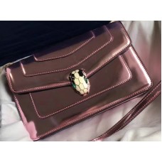 Bvlgari Capac cu clapă Serpenti Forever 22cm piele de vițel metalică cuarț roz