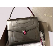 Husă Bvlgari Serpenti Forever 25cm piele de vițel metalică gri închis