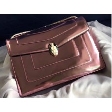 Bvlgari Capac cu clapă Serpenti Forever 28cm piele de vițel metalică cuarț roz