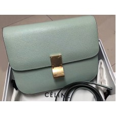 Geantă Celine medie clasică în cutie din piele de vițel verde mentă