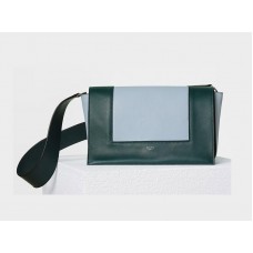 Geantă de umăr Celine Medium Frame Calskin Mineral și verde închis
