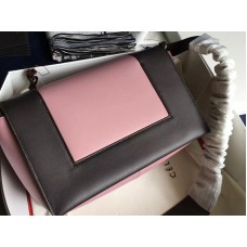 Geantă de umăr Celine Frame medie, piele de căprioară, roz și neagră
