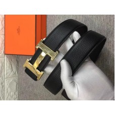 Cataramă curea Hermes aurie strălucitoare H și curea reversibilă din piele neagră
