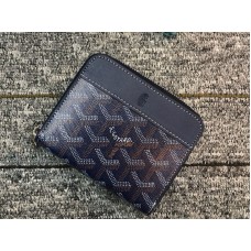 Portofel mic cu fermoar Goyard Chevron, albastru închis