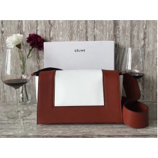 Geantă de umăr Celine Medium Frame Calskin Burgundy și alb