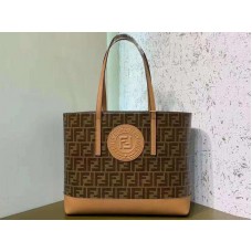 Geantă de cumpărături Fendi din material textil Ff, culoare camel, f0412