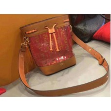 Geantă Fendi Mon Tresor Transparent Bucket Leather Portocalie f0811
