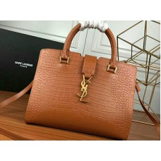 Saint Laurent Geantă YSL mică din piele netedă maro