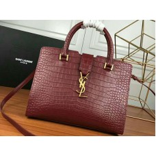 Saint Laurent Geantă mică YSL din piele netedă, vișinie