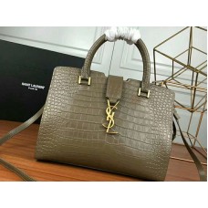 Saint Laurent Geantă mică YSL din piele netedă gri