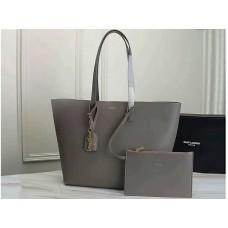 Saint Laurent Geantă mare din piele YSL Shopper Tote gri