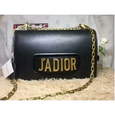 Geantă Dior J'Adior din piele de vițel cu accesorii aurii învechite, neagră