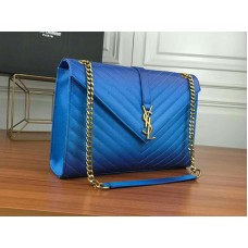 Geantă Saint Laurent YSL Monogram din piele matelassé albastră