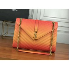 Geantă Saint Laurent YSL Monogram din piele matelassé portocalie