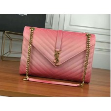Geantă Saint Laurent YSL Monogram din piele matelassé roz
