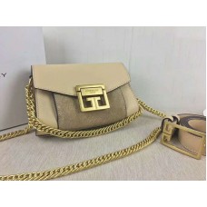 Geantă Givenchy mică gv3 din piele granulată și piele întoarsă bej