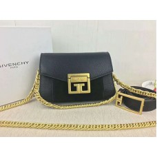 Geantă Givenchy mică gv3 din piele granulată și piele întoarsă neagră