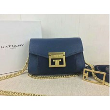 Geantă Givenchy mică gv3 din piele granulată și piele întoarsă albastră